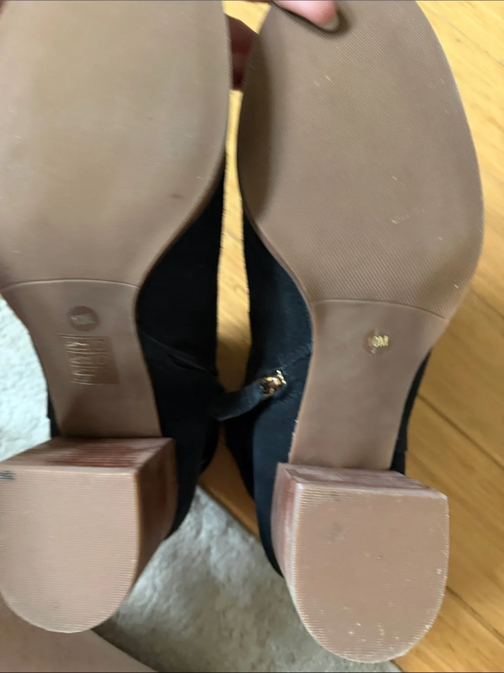 Tory Burch Black Suede Stacked Heel Ankle Boots